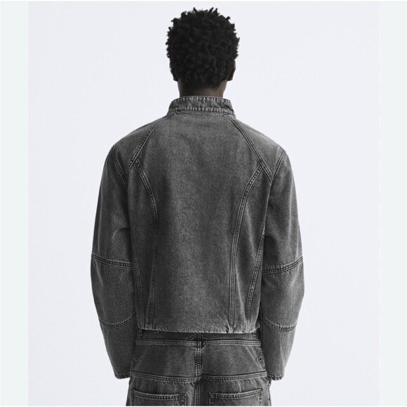 Zara Amsterdam Man Edition Denim Jean Jacket Gray Black Size S - Picture 2 of 8